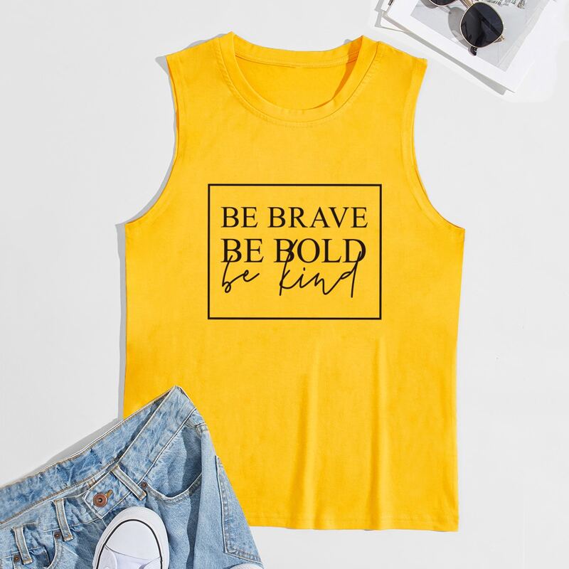 

Guys Slogan Tank Top, Yellow