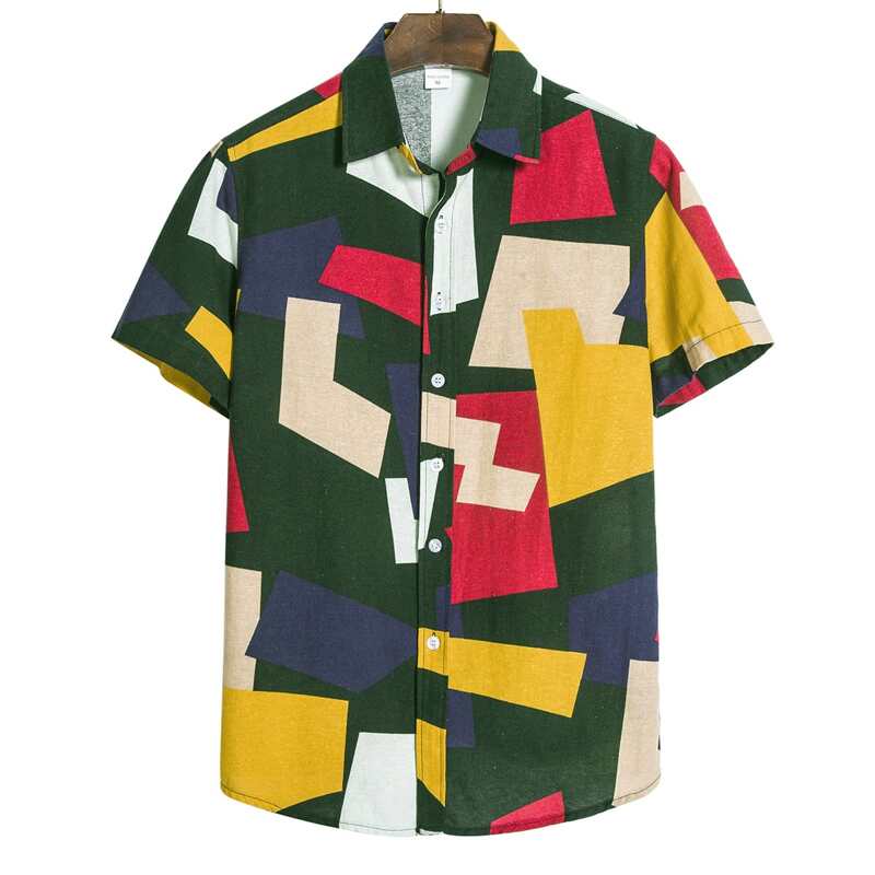 

Guys Patchwork Button Up Shirt, Multicolor