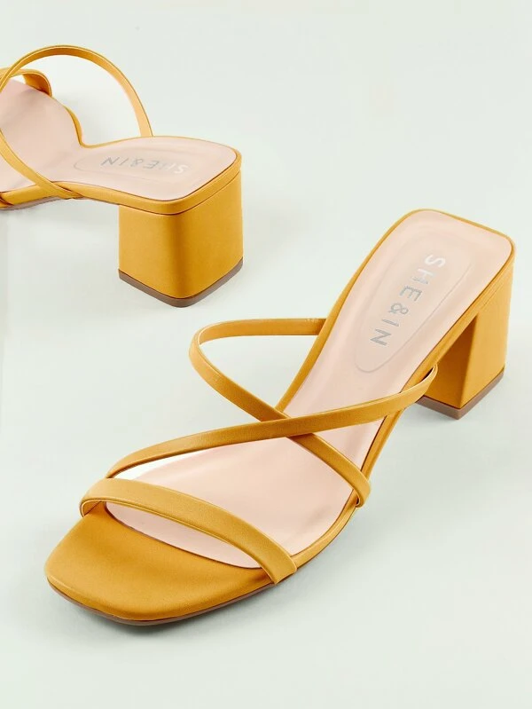 chunky heel mule sandals