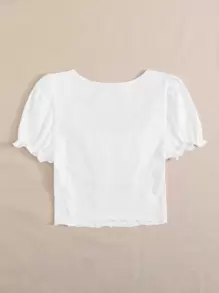 SHEIN MOD Frill Trim Solid Milkmaid Top - White - View 2