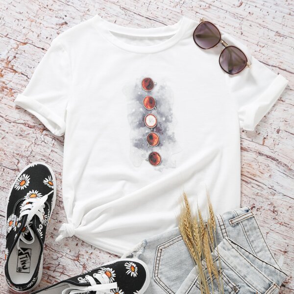 

Coffee Cup Print Short Sleeve Tee, White