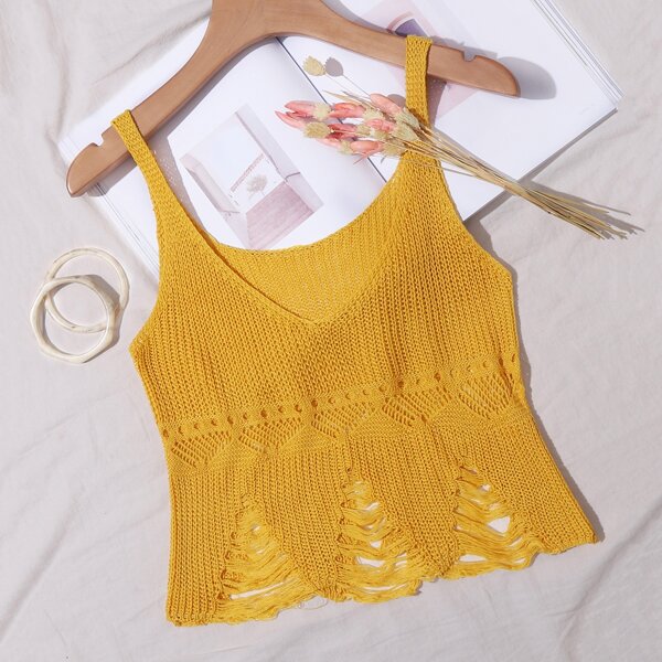 

Рваный трикотажный топ, Жёлтые