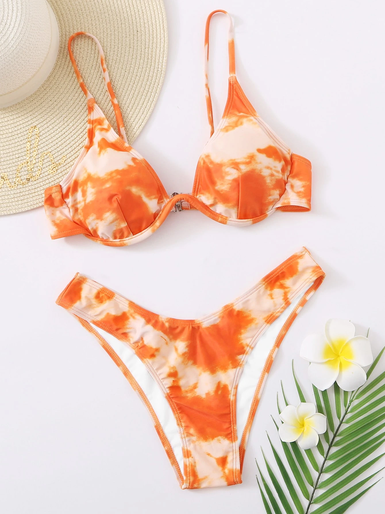 Tie dye underwire high cut bikini swimsuit Clearance