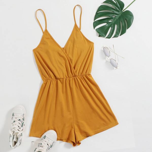 

Surplice Neck Slip Romper, Ginger