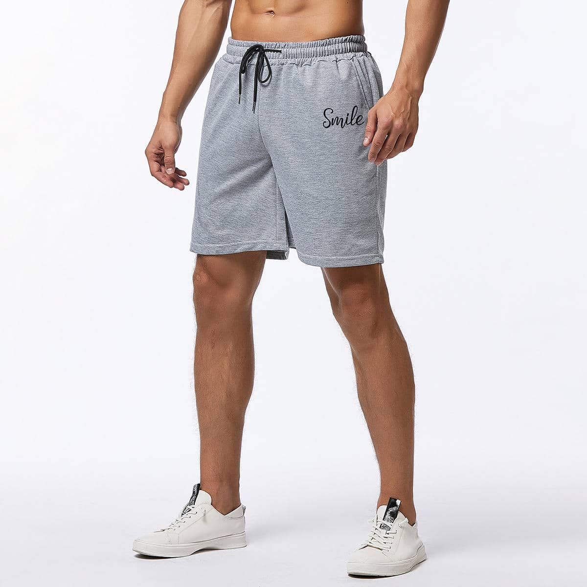 

Guys Letter Graphic Drawstring Shorts, Grey