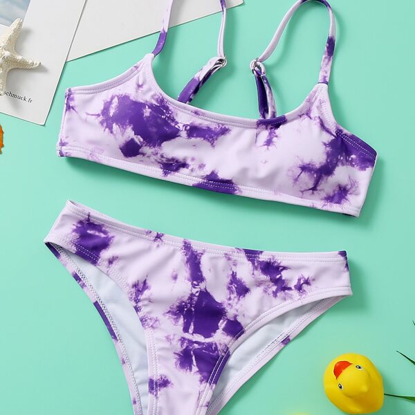 

Girls Tie Dye Bikini Swimsuit, Purple