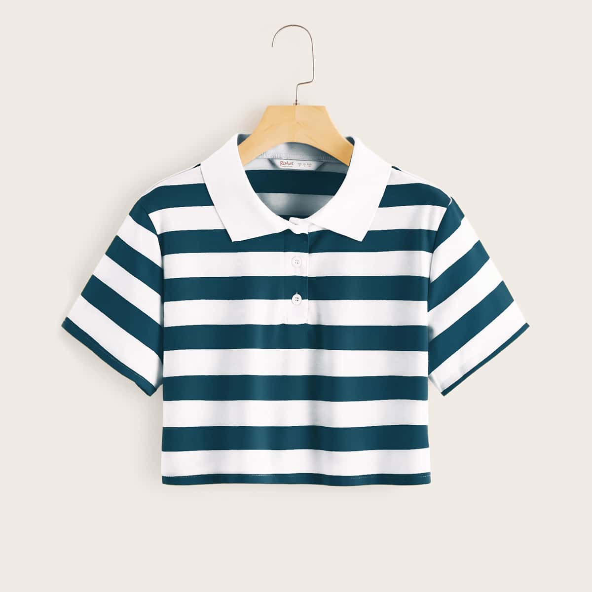 

Striped Crop Polo Tee, Multicolor
