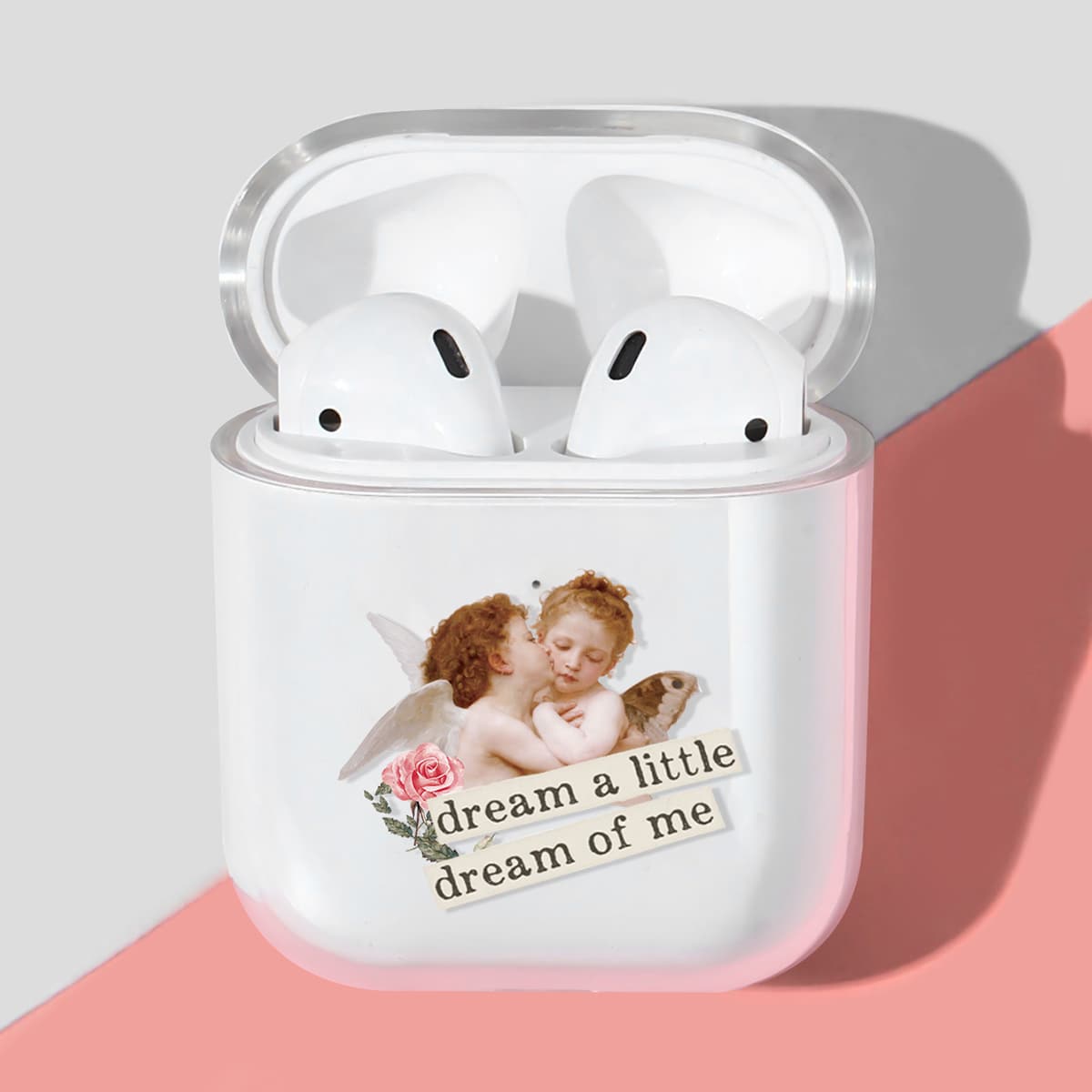 

Angel Pattern Airpods Case, Clear
