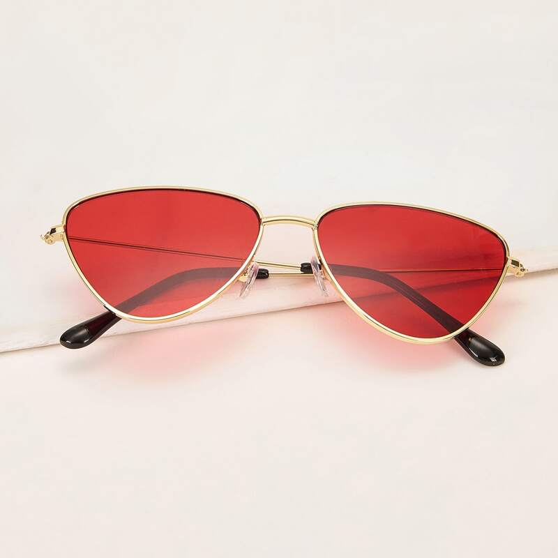 

Triangle Metal Frame Sunglasses, Burgundy