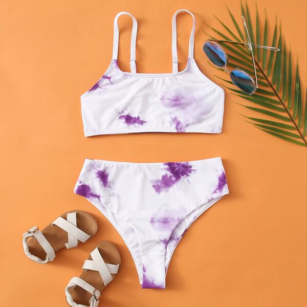 

Girls Tie Dye Bikini Swimsuit, White