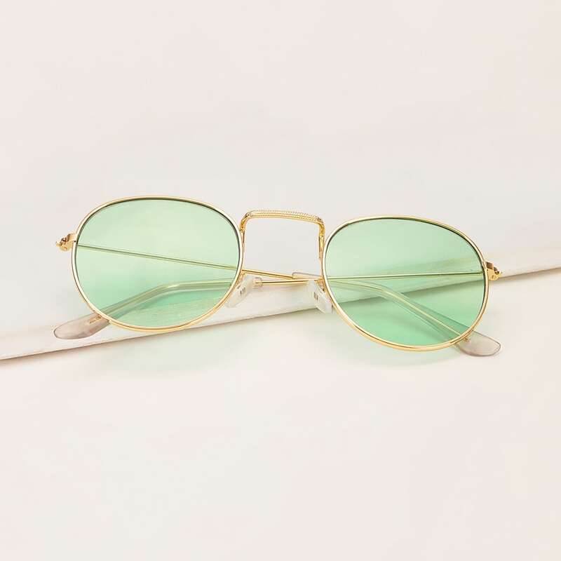 

Metal Frame Round Sunglasses, Green