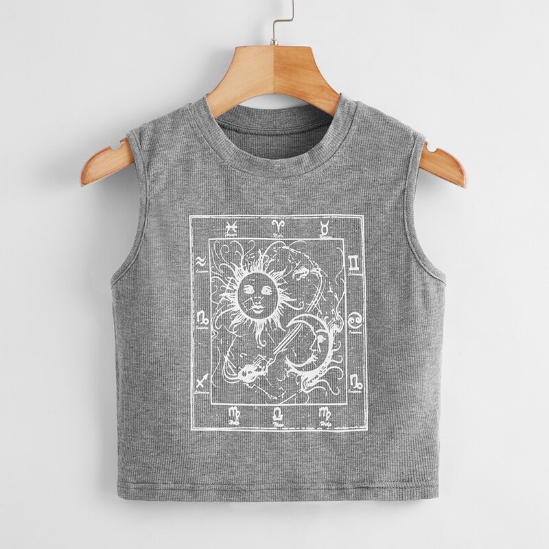 

Sun & Moon Graphic Tank, Grey