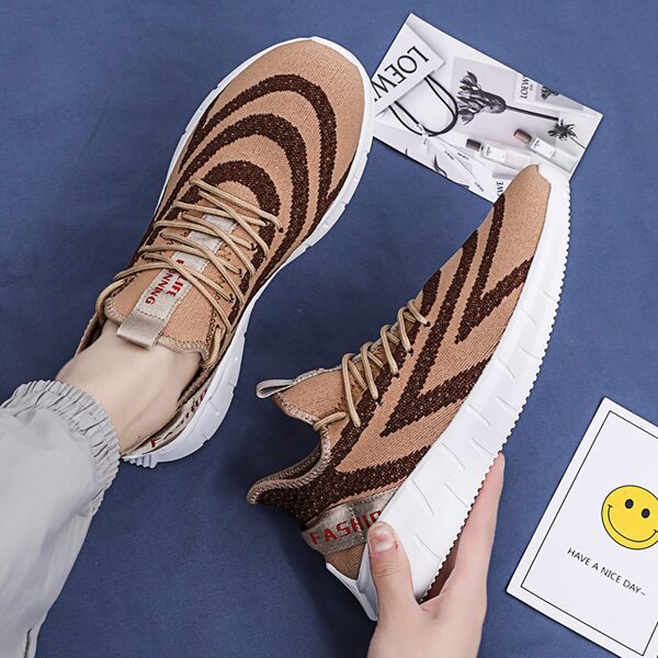 

Men Lace-up Front Chevron Sneakers, Brown