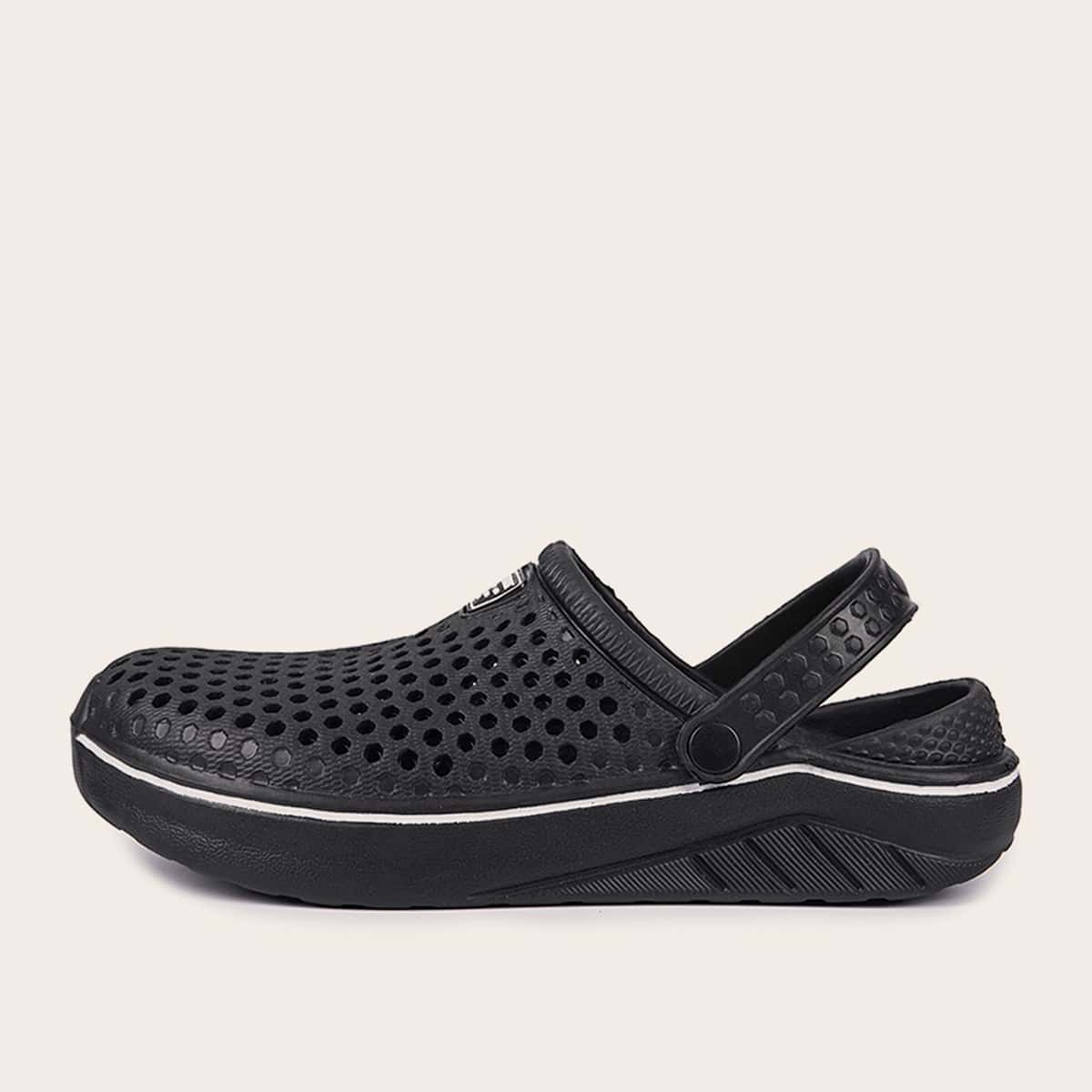 

Guys Round Toe Hollow Out Sandals, Black