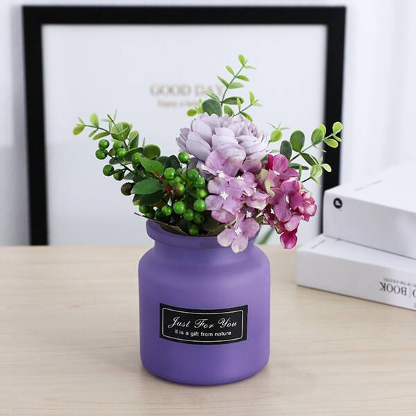 

1pc Flower Vase With Artificial Flower, Multicolor