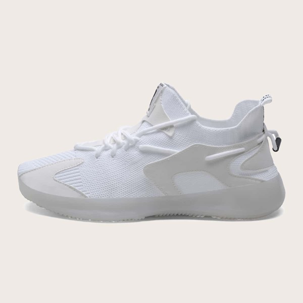 

Men Lace-up Front Knit Sneakers, White
