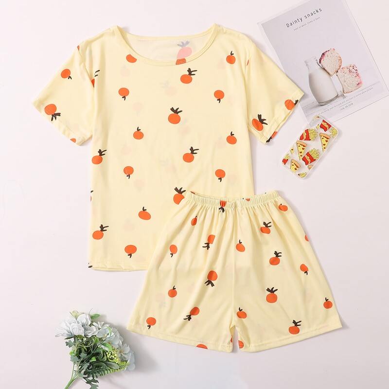 

Fruit Tee & Shorts PJ Set, Yellow