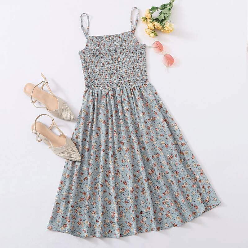 

Ditsy Floral Shirred Sundress, Multicolor
