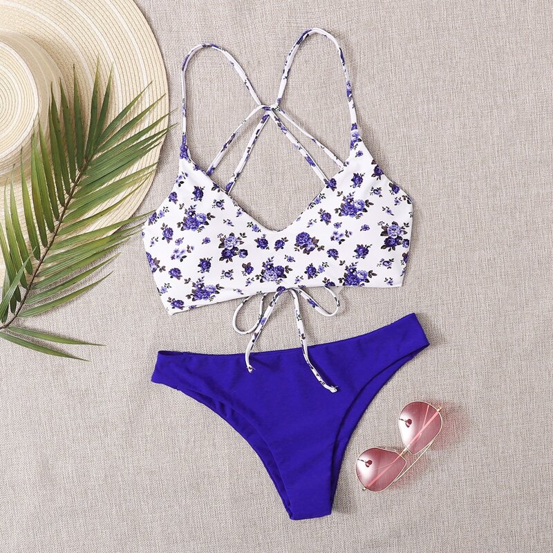 

Ditsy Floral Tie Back Bikini Swimsuit, Multicolor