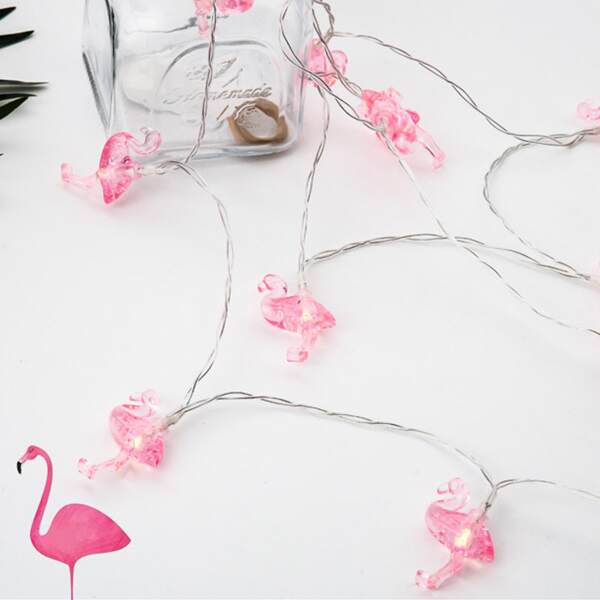 

10pcs Bird Detail Bulb String Light, Pink