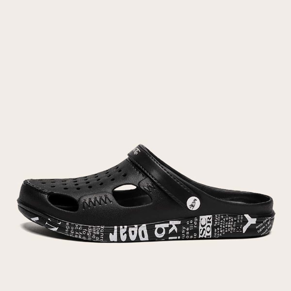 

Men Letter Graphic Hollow Out Slingback Sandals, Black