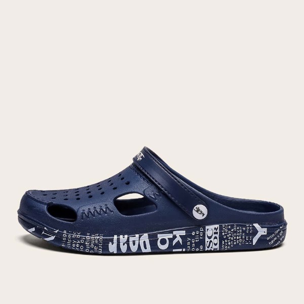

Men Letter Graphic Hollow Out Slingback Sandals, Blue