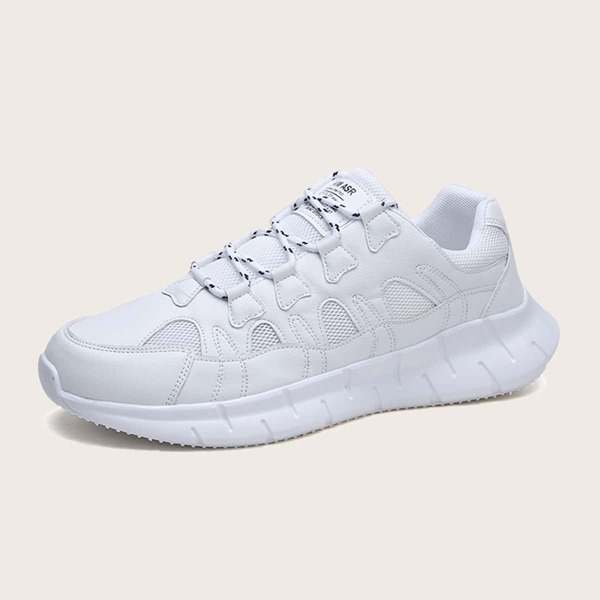 

Men Mesh Panel Lace-up Front Sneakers, White