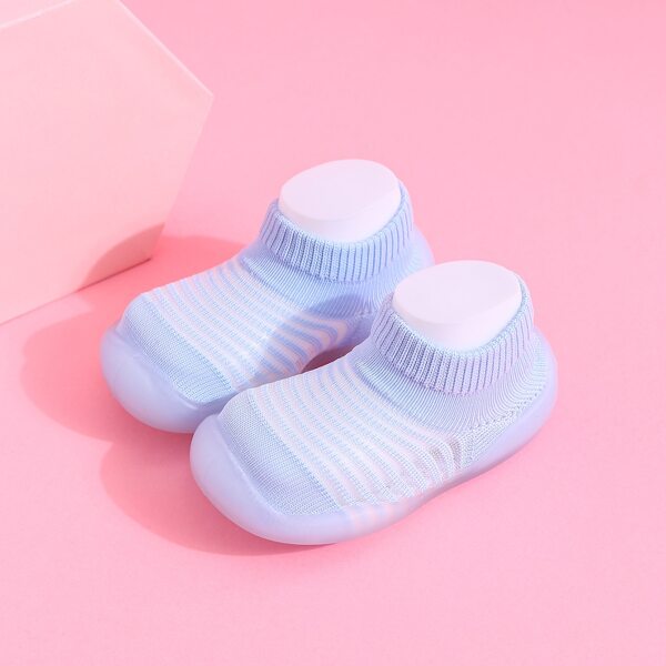

Baby Girls Striped Slip On Knit Sneakers, Blue