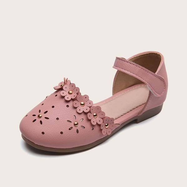 

Girls Flower Decor Laser Cut Out Flats, Pink