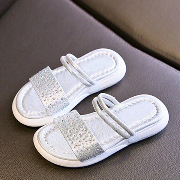 

Девочки с открытым носком со стразами Ползунки, Серебряные