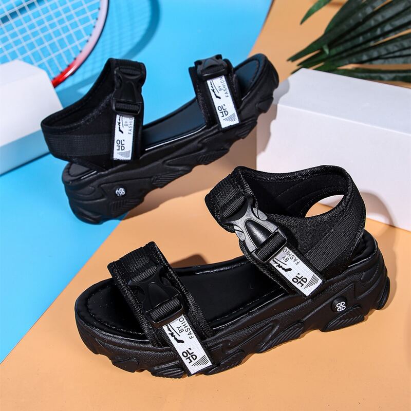 

Release Buckle Decor Thick Sole Sandals, Black