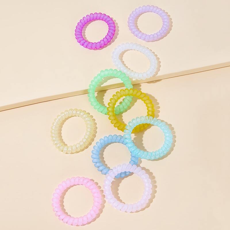 

6pcs Spiral Random Color Hair Tie, Multicolor