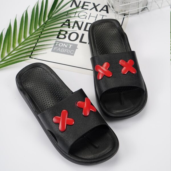 

Men Cross Pattern Sliders, Black