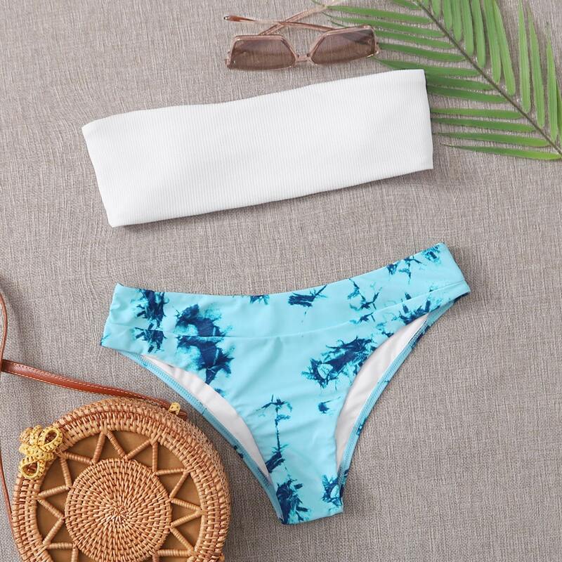 

Tie Dye Bandeau Bikini Swimsuit, Multicolor