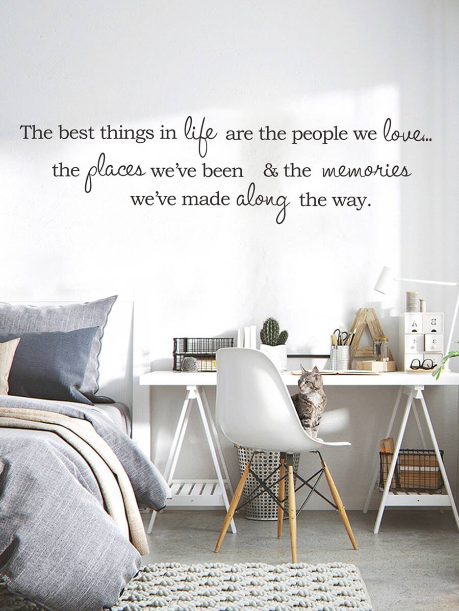 1pc Slogan Graphic Wall Sticker, Modern PVC Slogan Graphic Wall Decal For Home Decoration - Black - View 1