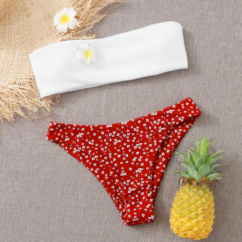 

Ditsy Floral Bandeau Bikini Swimsuit, Multicolor