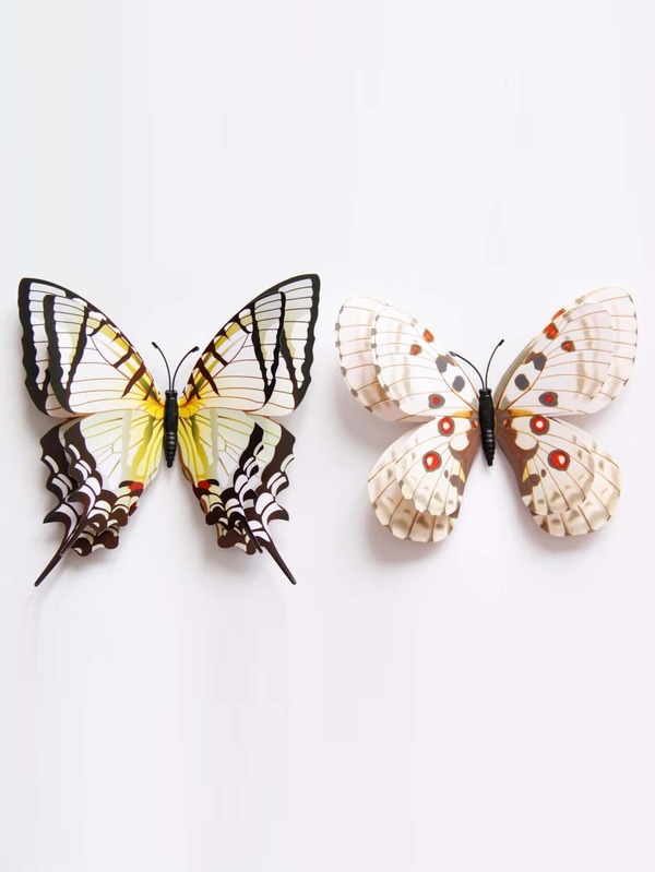 12pcs 3D Butterfly Shaped Wall Sticker, Self Adhesive Butterfly Sticker