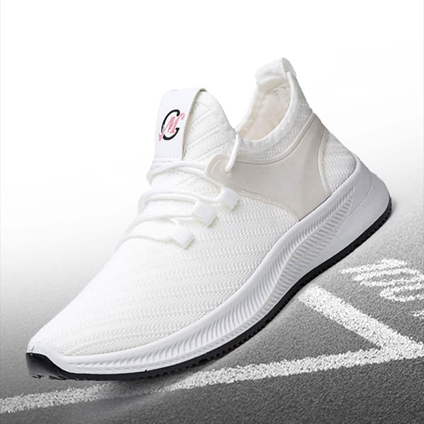 

Men Lace-up Front Knit Sneakers, White