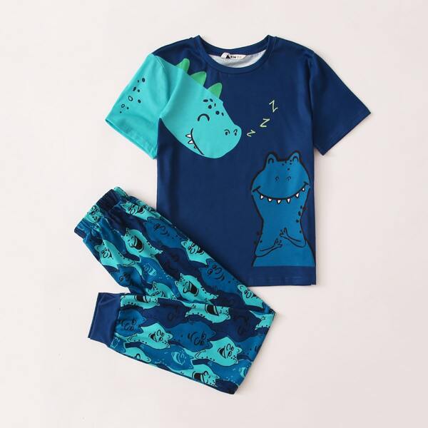 

Boys Cartoon Graphic Top & Pants PJ Set, Multicolor