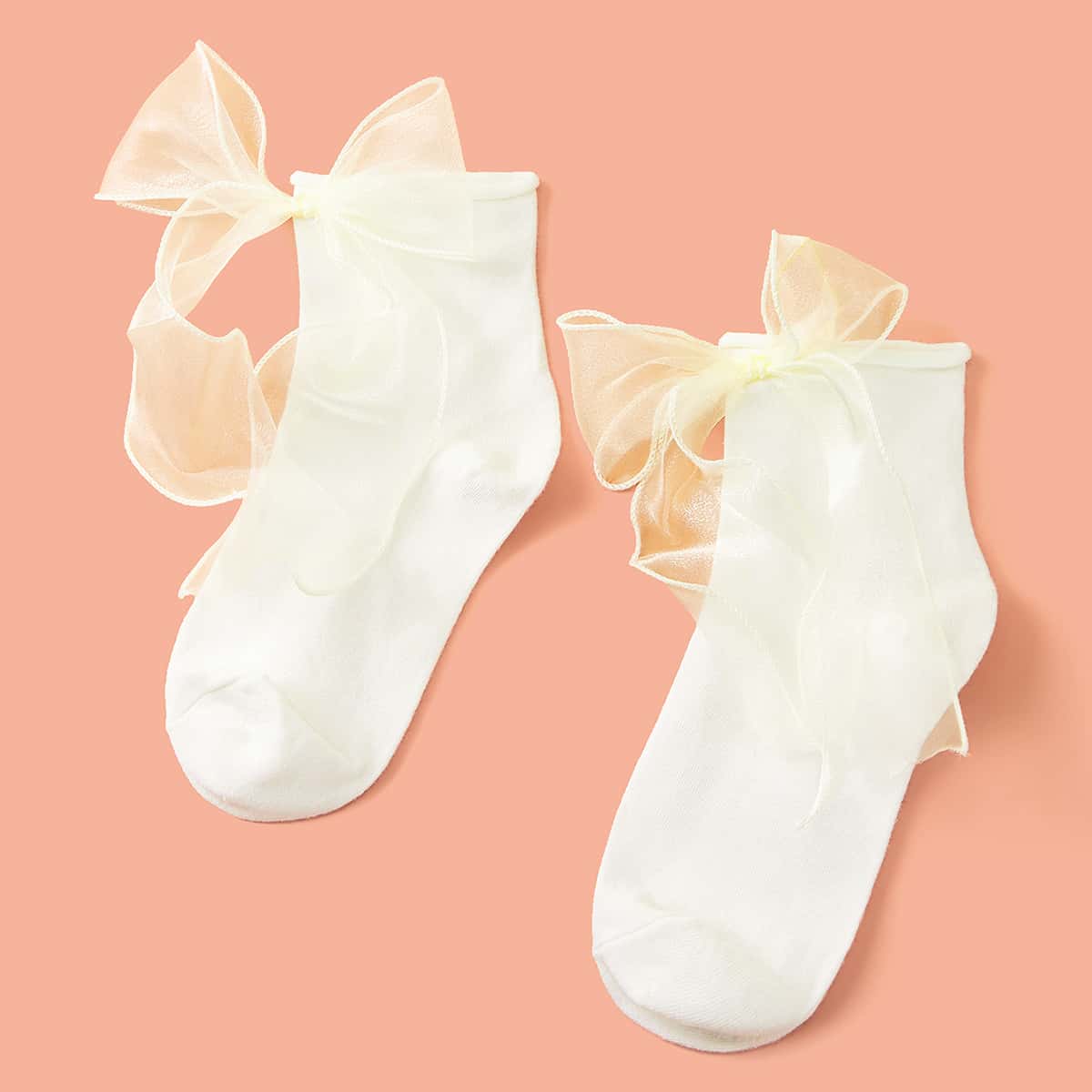 

Mesh Bow White Socks