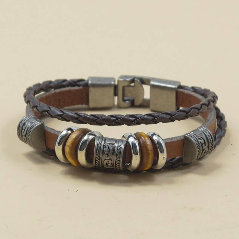 

Guys Metal Decor Bracelet, Brown