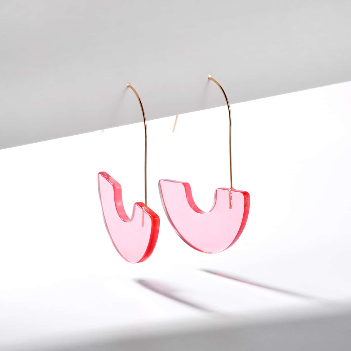 

Geometric Hoop Earrings, Pink