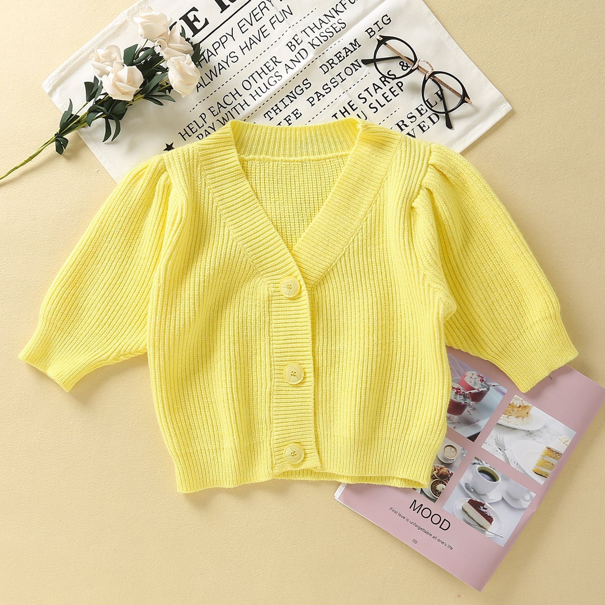 Button Through Solid Crop Cardigan thumbnail