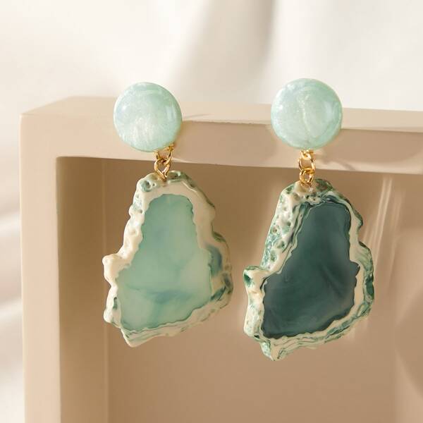 

Geometric Charm Drop Earrings, Green