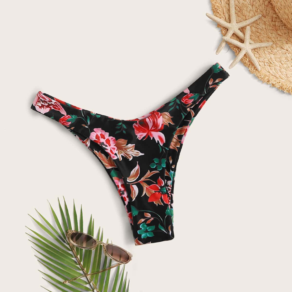 

Floral High Cut Bikini Panty, Multicolor