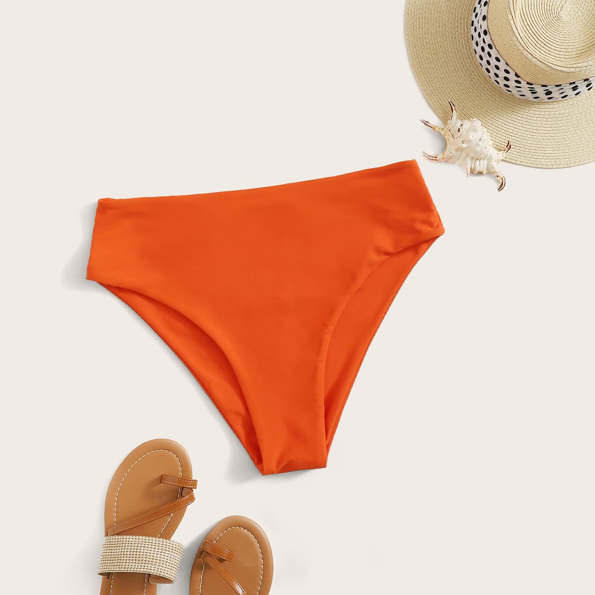 

Plain High Waisted Bikini Panty, Orange