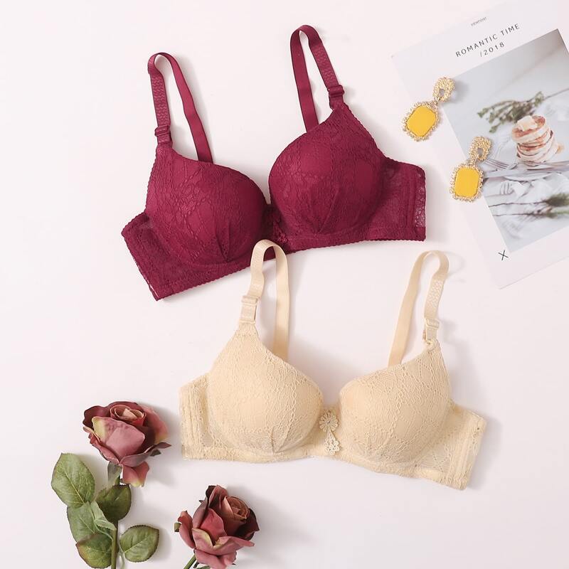 

2pack Floral Lace Bra Set, Multicolor