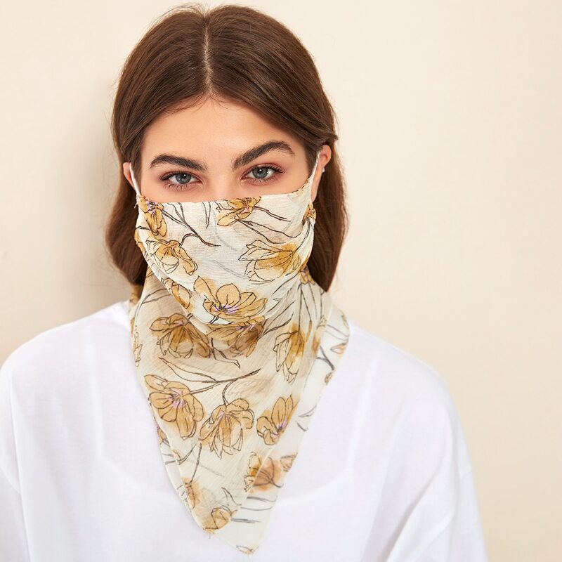 

Flower Pattern Sun Protection For The Face, White