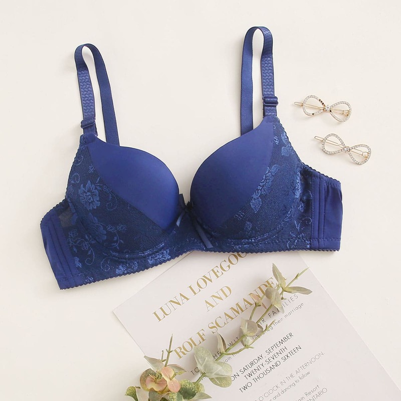 

Lace Push Up Bra, Blue