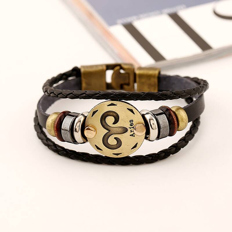 Guys Constellation Pattern Bracelet, Black